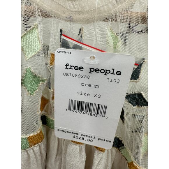 Free People Womens Cream Bone Knit Top Long Sleeve Top Size XS NWT Boho Gypsy - Picture 7 of 9